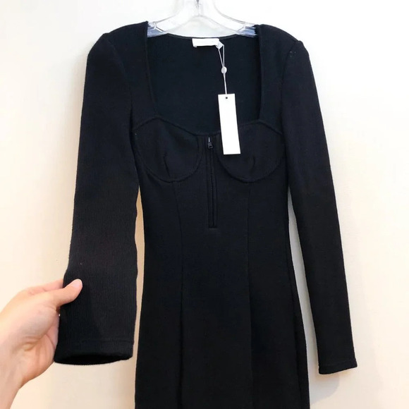 Jonathan Simkhai Standard Pia Bustier Underwire Zip Front Black Mini Dress S NWT - Picture 4 of 10